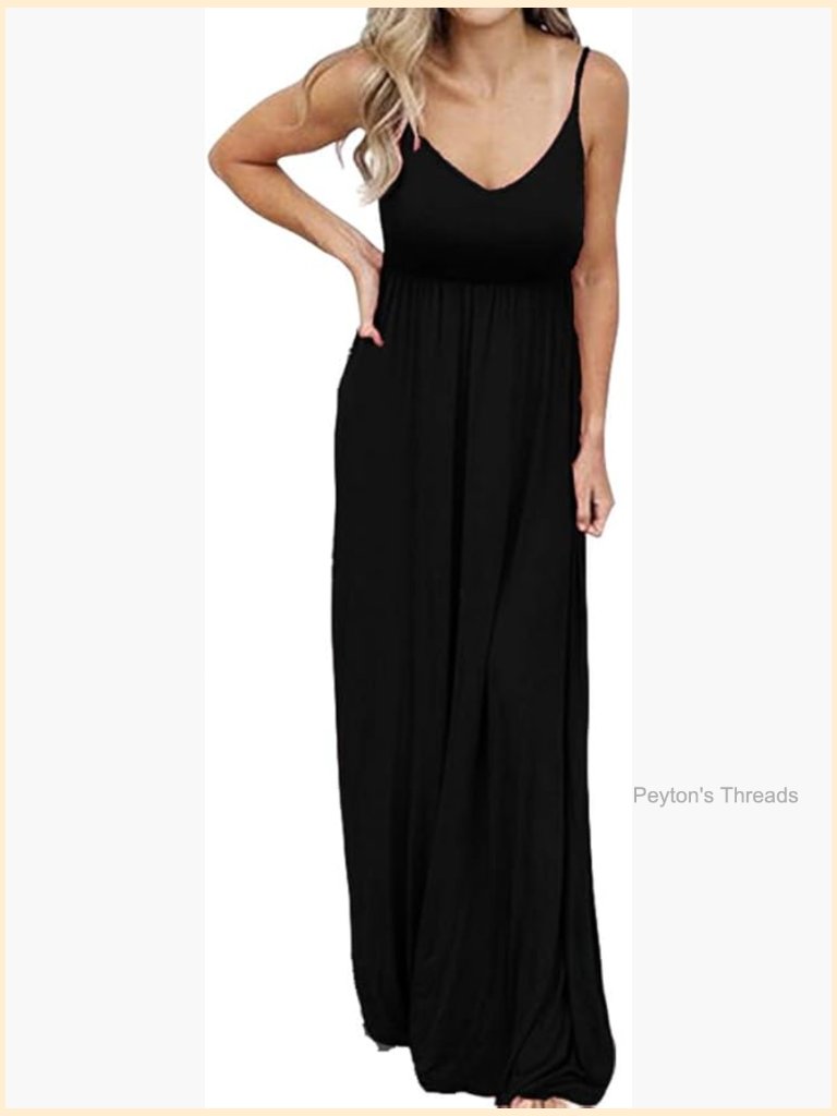 Sleeveless V Neck Spaghetti Strap Maxi Dress